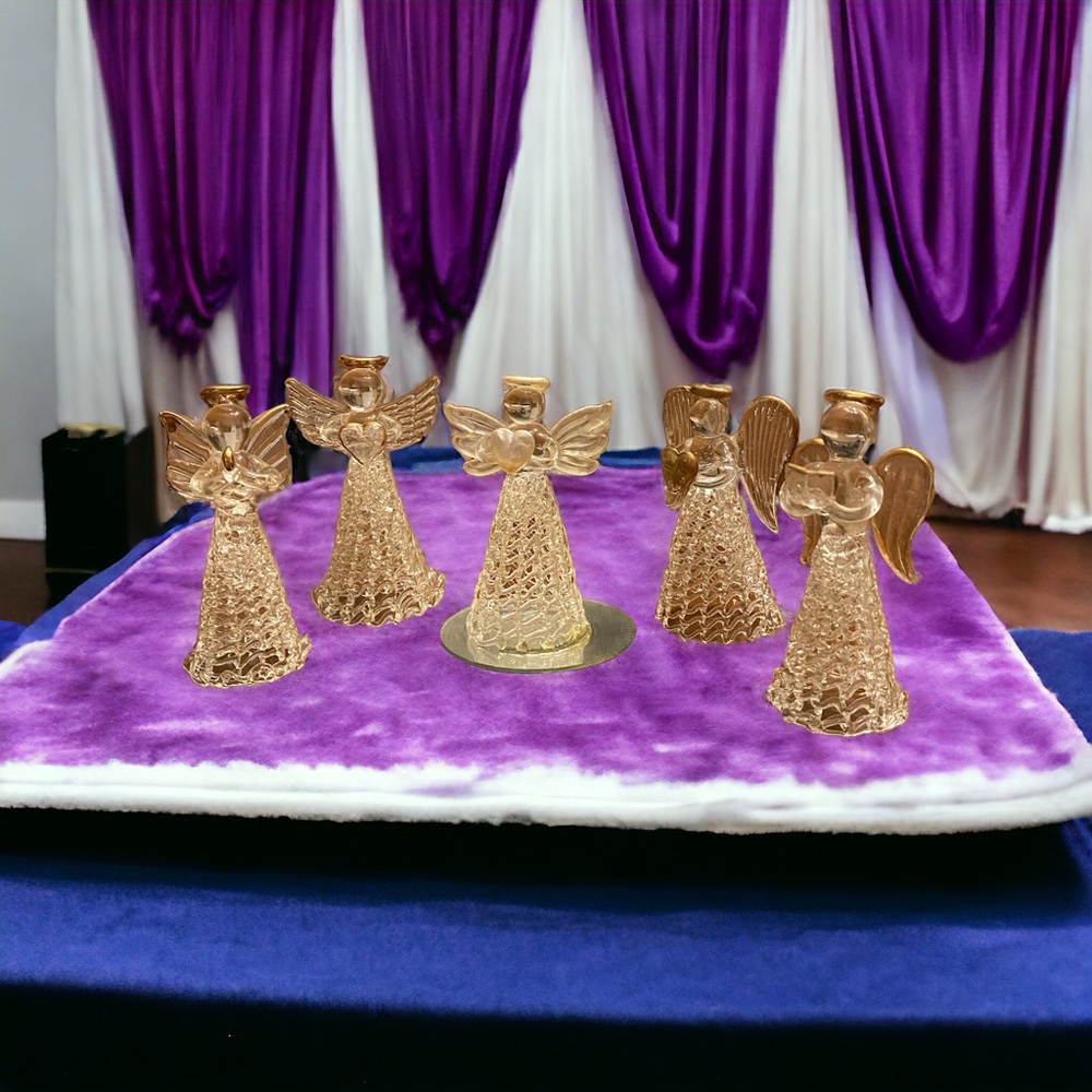 Set of 5 spun glass angels - Picture 4 of 8